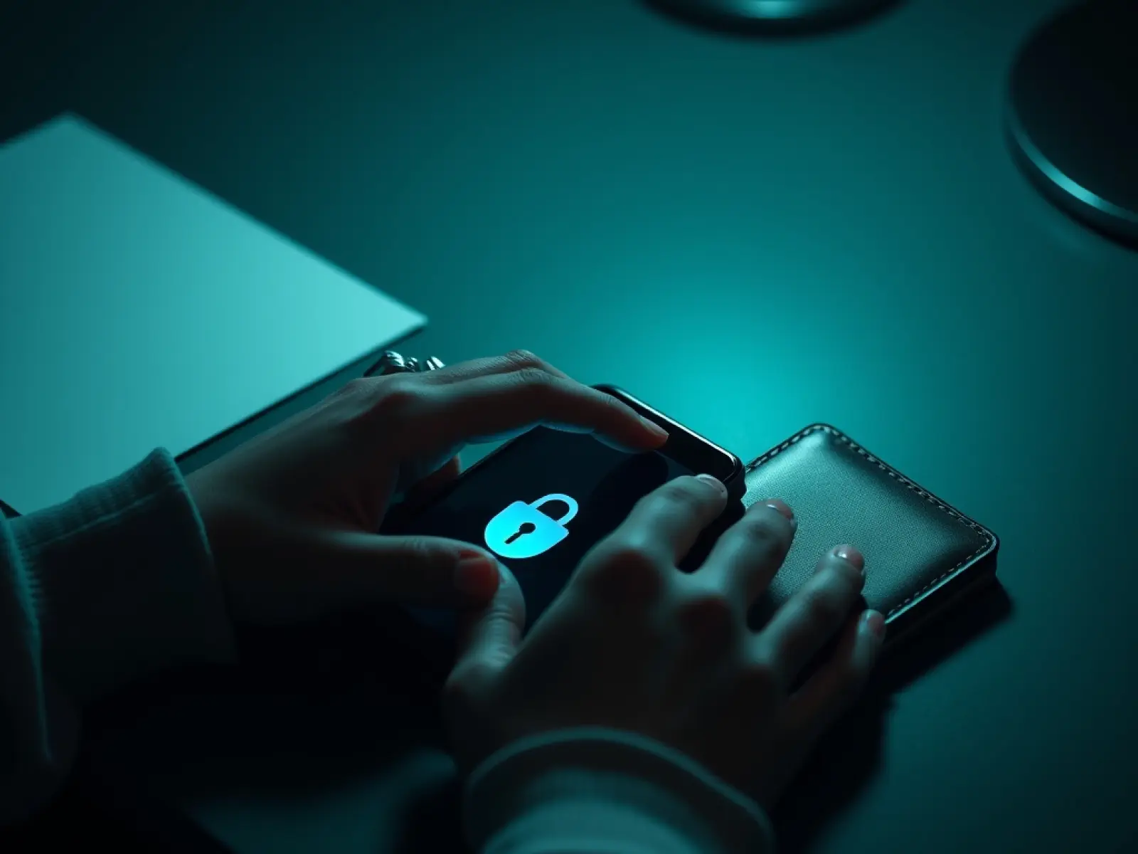 Smartphone verrouillé et portefeuille fermé pour protéger les mineurs